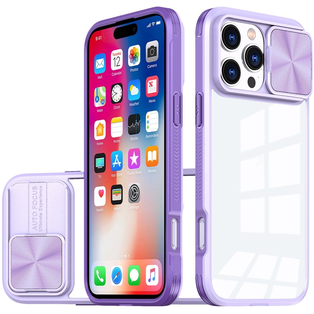 for iphone 16 pro 6.3 inch fusion transparent clear hybrid case cover purple