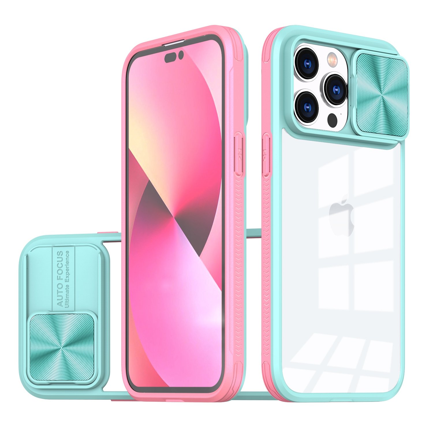 for ip15 pro max fusion transparent clear hybrid case cover pink/blue