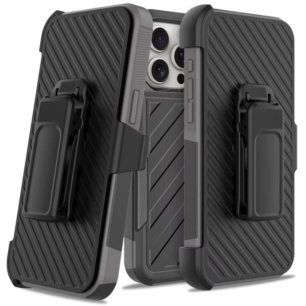 for ip15 pro max noble lined shockproof dual layer hybrid black/grey