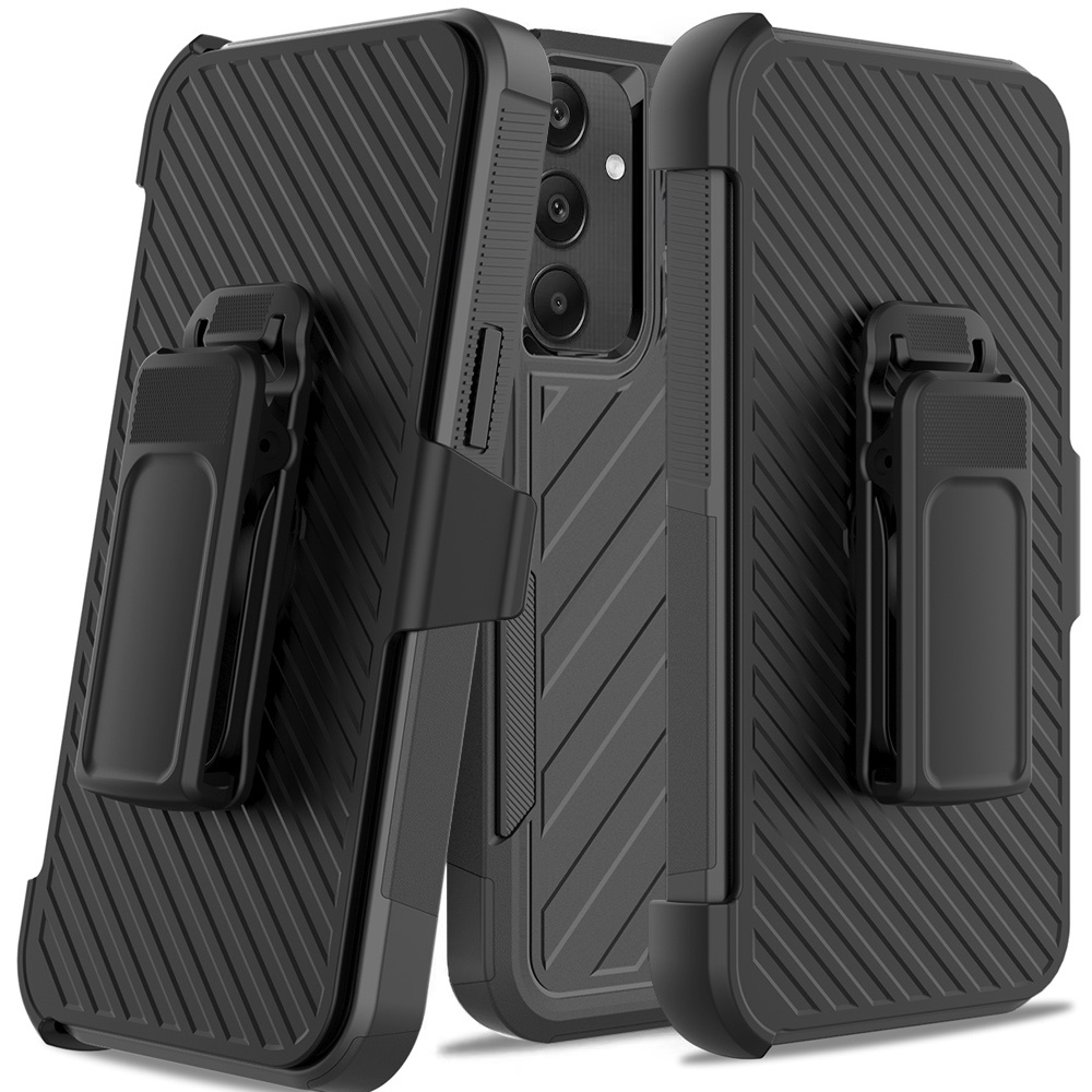 for samsung a16 5g noble lined shockproof dual layer hybrid with holster black/black