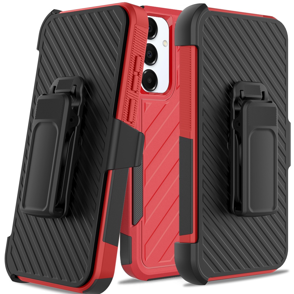 for samsung galaxy a36 / a56 noble lined shockproof dual layer hybrid red/black