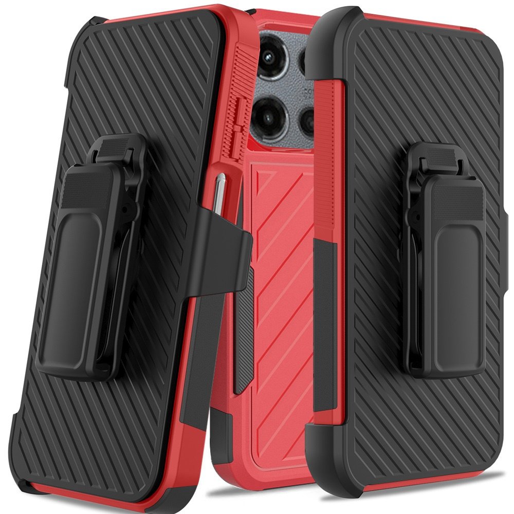 for motorola edge 2025 noble lined shockproof dual layer hybrid red/black