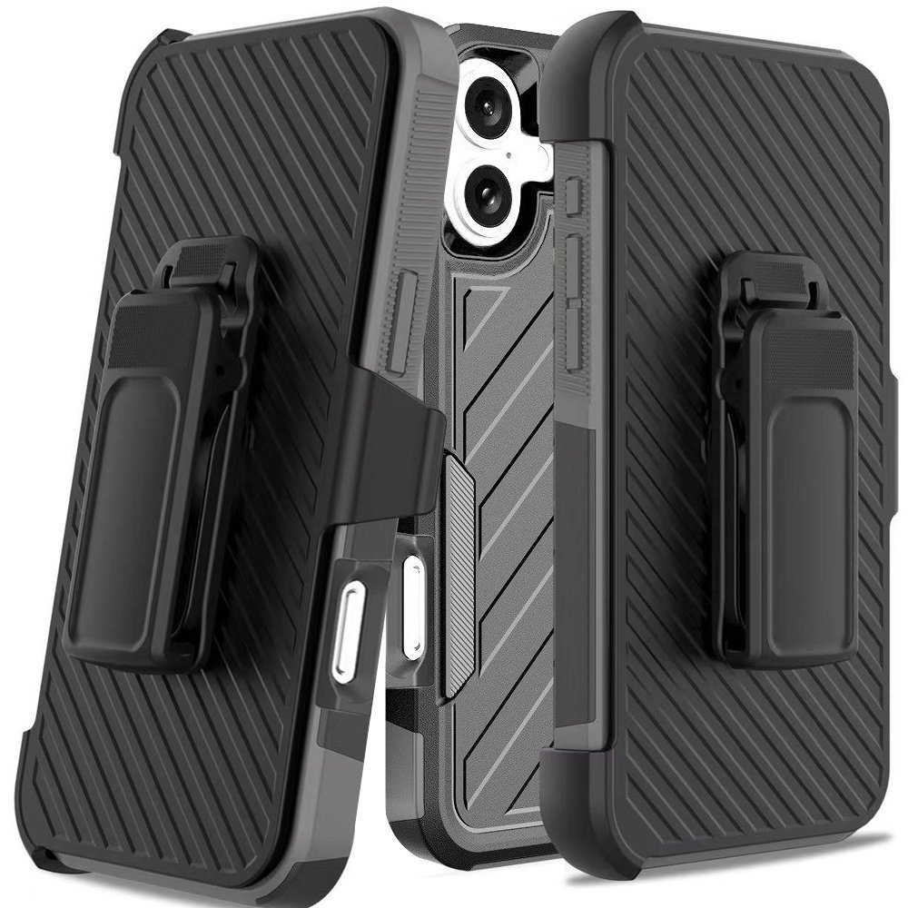 for iphone 16 plus 6.7 inch noble lined shockproof dual layer hybrid black/grey