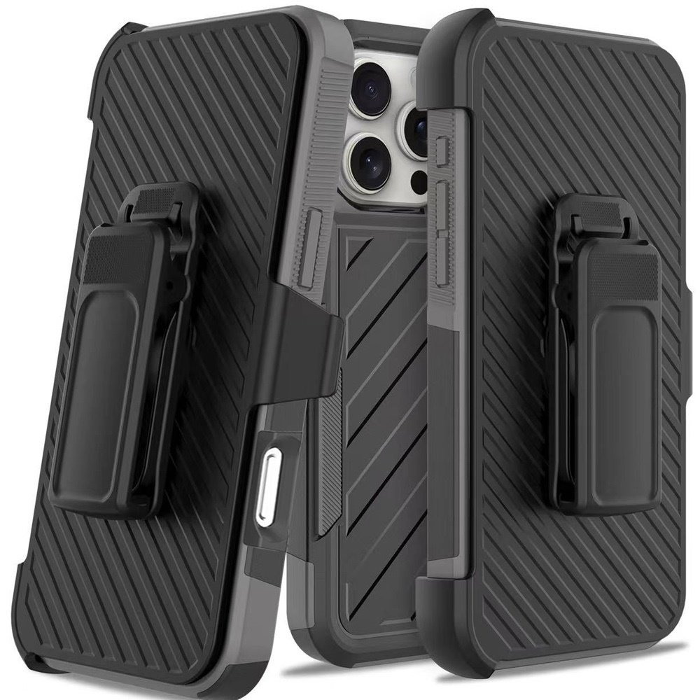for iphone 16 pro 6.3 inch noble lined shockproof dual layer hybrid black/grey