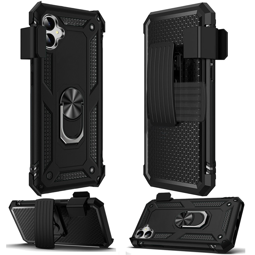 for samsung a06 holster magnetic ringstand clip cover case black
