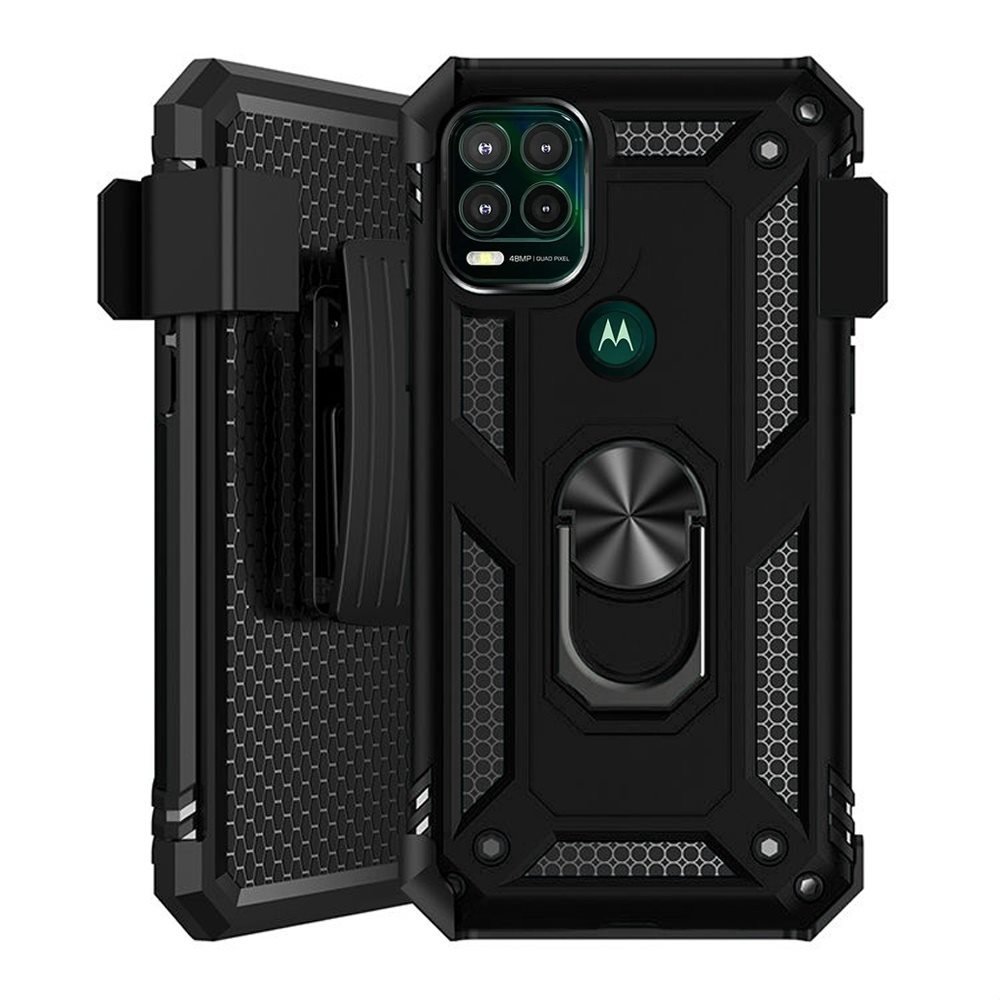 for apple iphone 14 pro max 6.7" holster magnetic ringstand clip cover case black