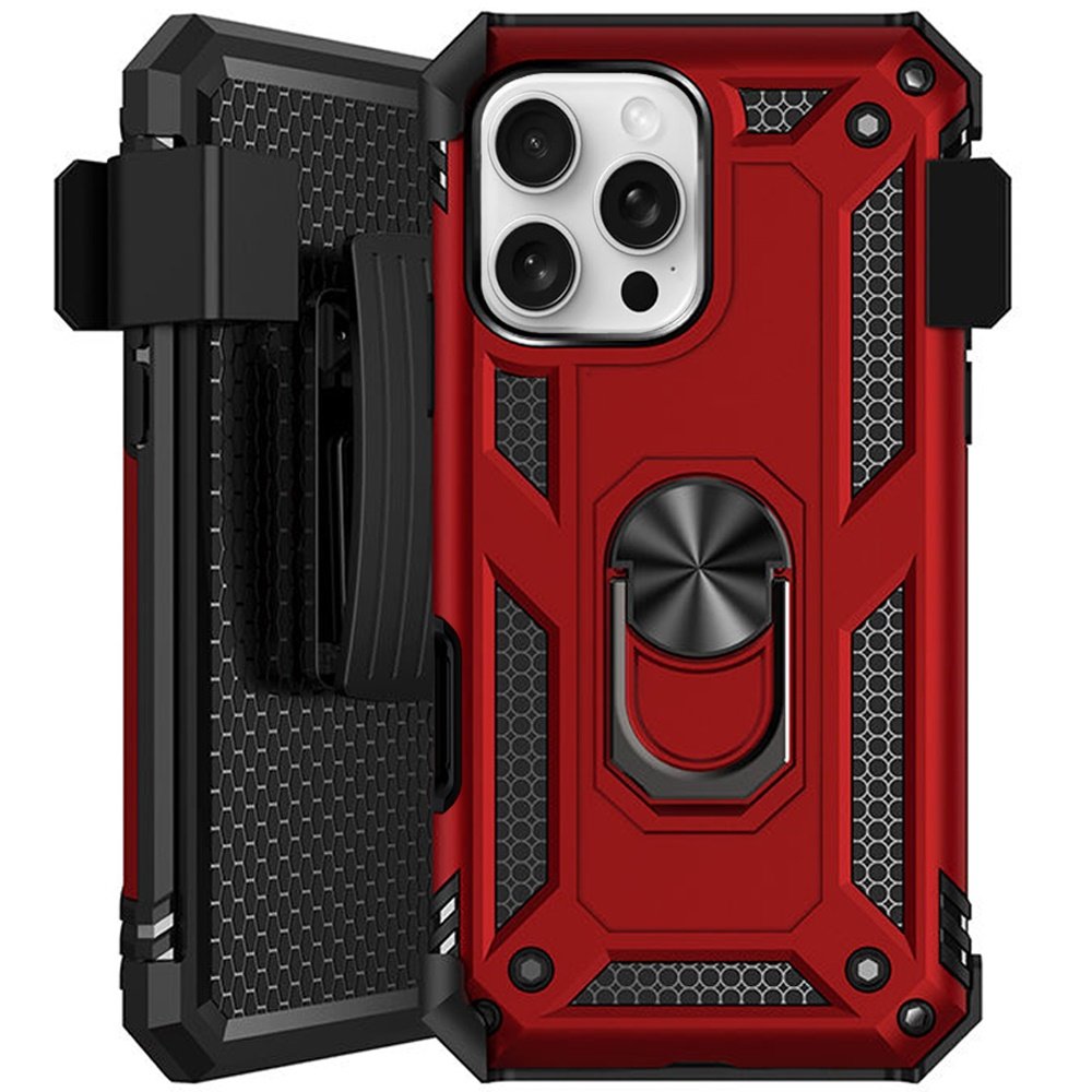for iphone 16 pro max 6.9 inch holster magnetic ringstand clip cover case black