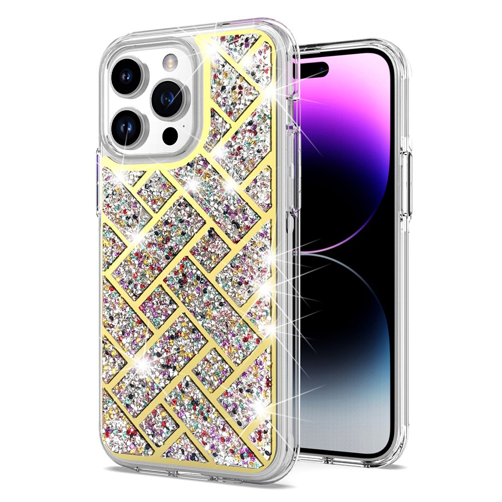 for iphone 15 bling hybrid case cover d