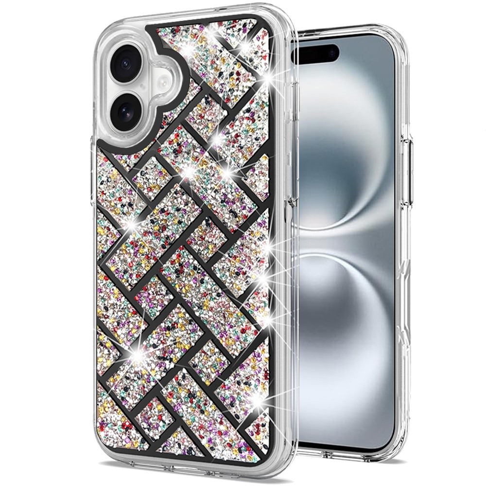 for iphone 16 6.1 inch bling hybrid case cover a