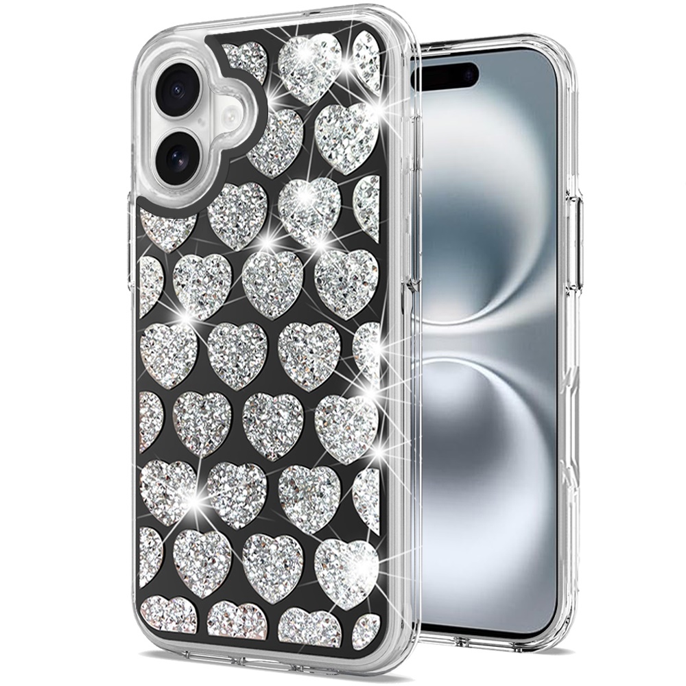 for iphone 16 6.1 inch bling hybrid case cover h