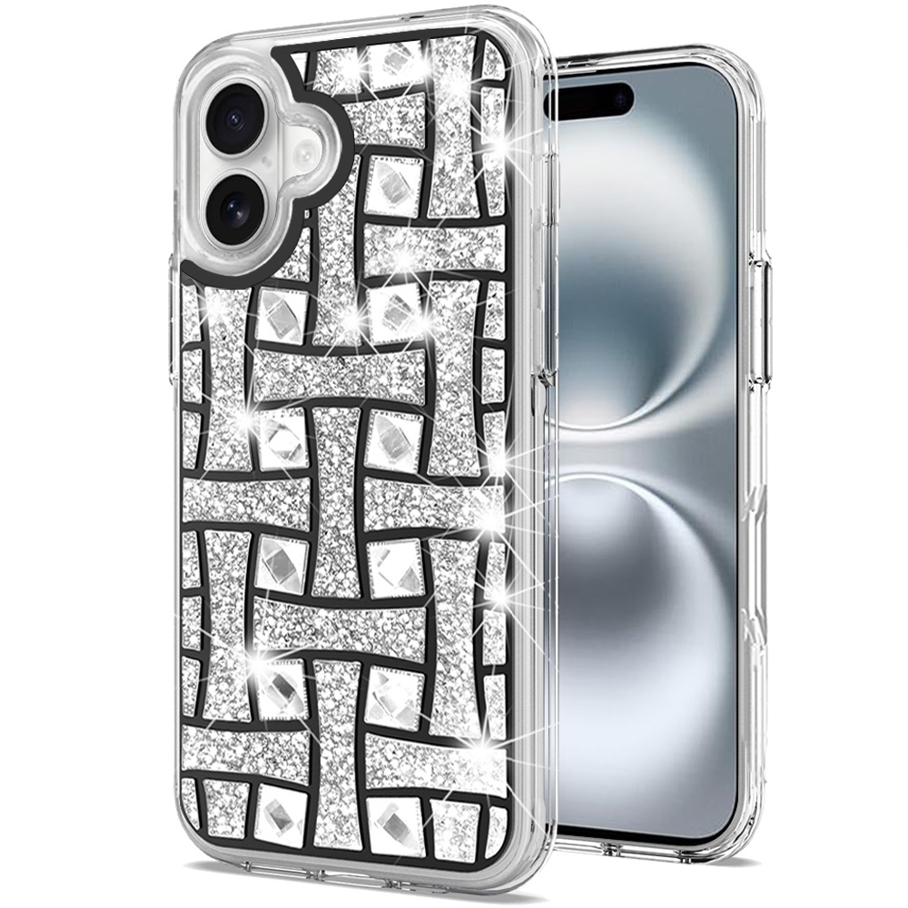for iphone 16 6.1 inch bling hybrid case cover k