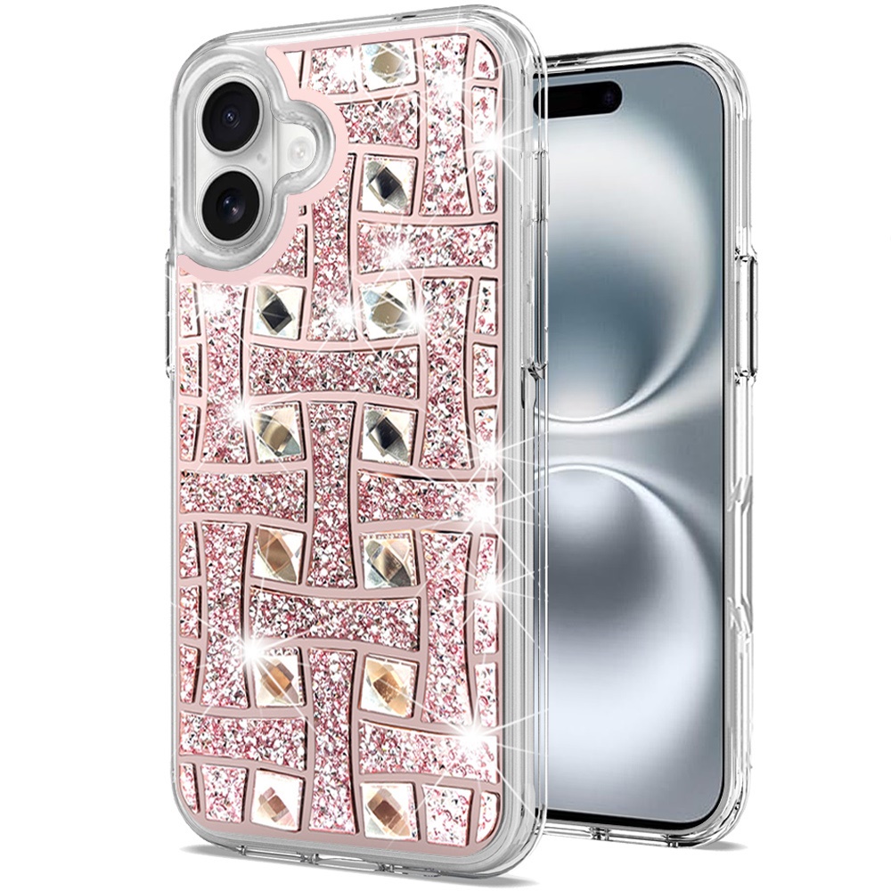 for iphone 16 6.1 inch bling hybrid case cover l