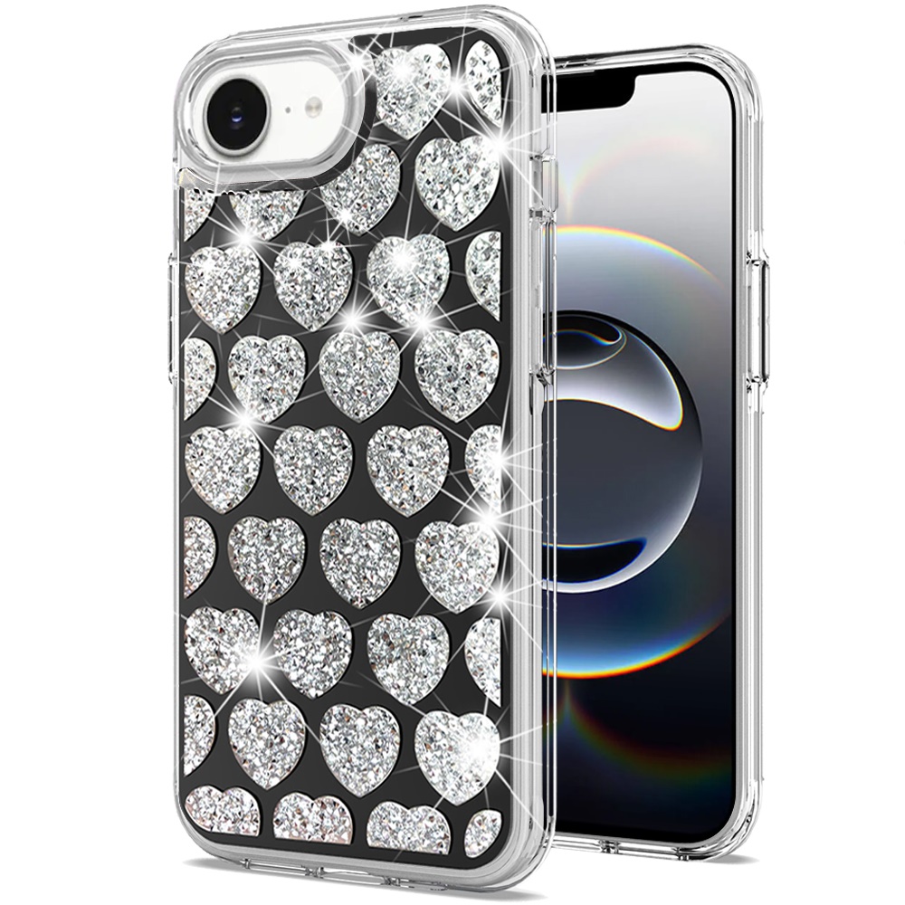 for iphone 17e / 16e / se4 bling hybrid case cover h