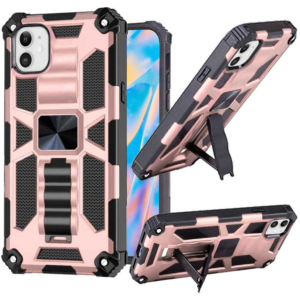 for apple iphone 14 pro 6.1" machine magnetic kickstand case cover rose gold