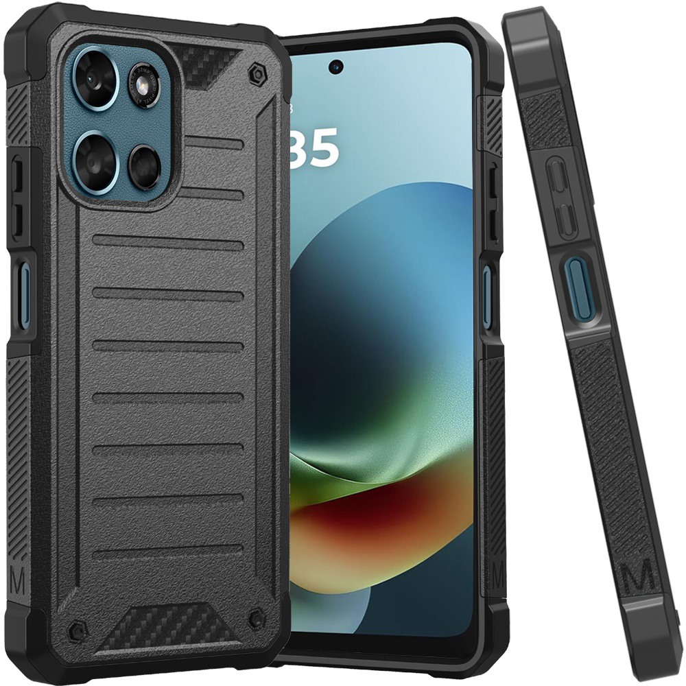 for moto g 5g 2025/2026 / g play 2026 premium tough lined design hybrid case cover black