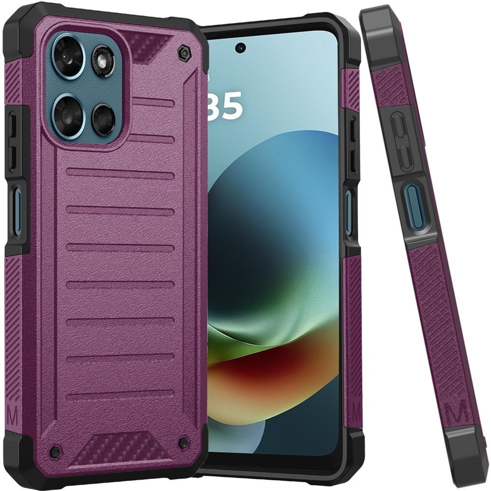for moto g 5g 2025/2026 / g play 2026 premium tough lined design hybrid case cover dark purple