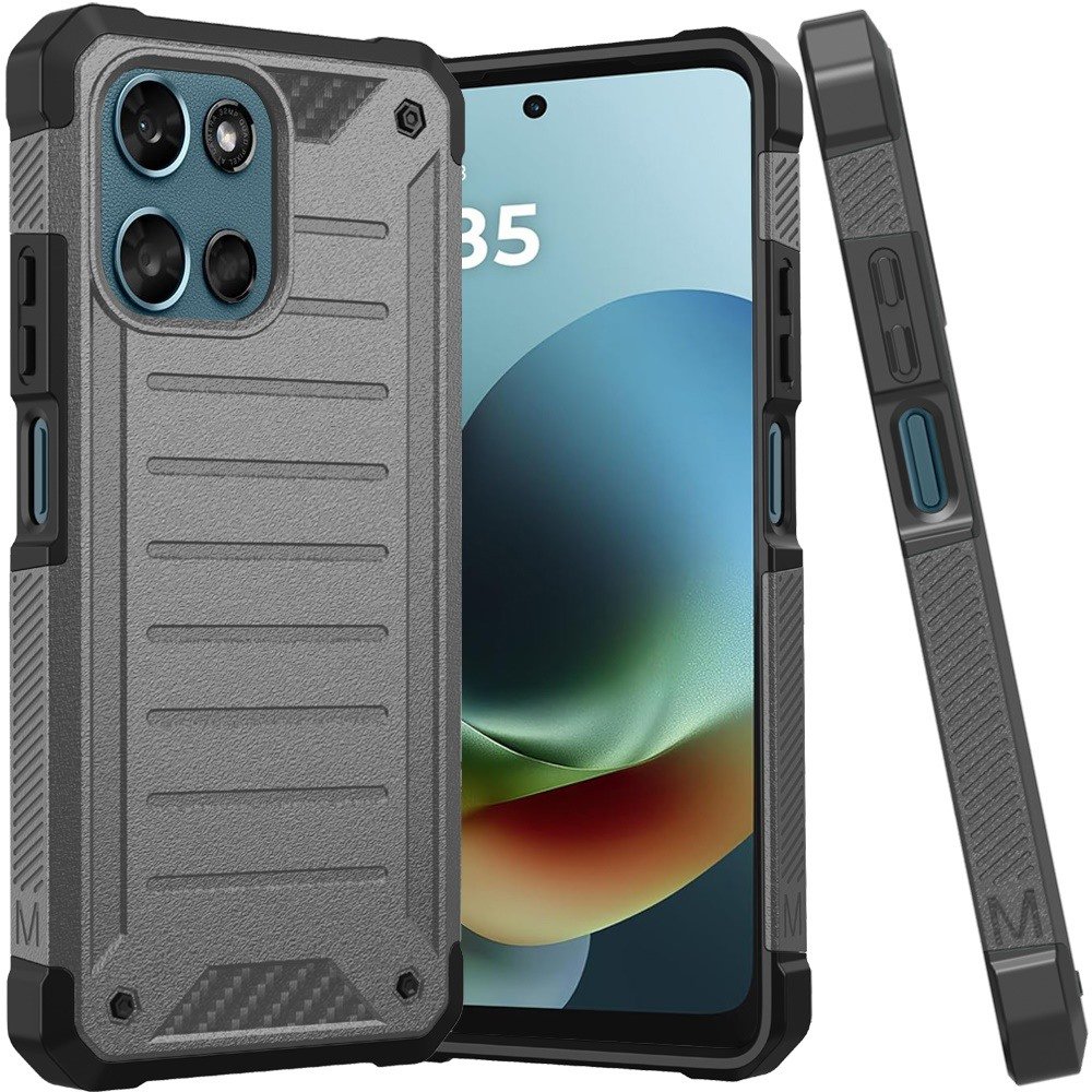 for moto g 5g 2025/2026 / g play 2026 premium tough lined design hybrid case cover charcoal grey