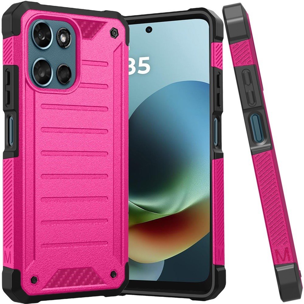 for moto g 5g 2025/2026 / g play 2026 premium tough lined design hybrid case cover hot pink