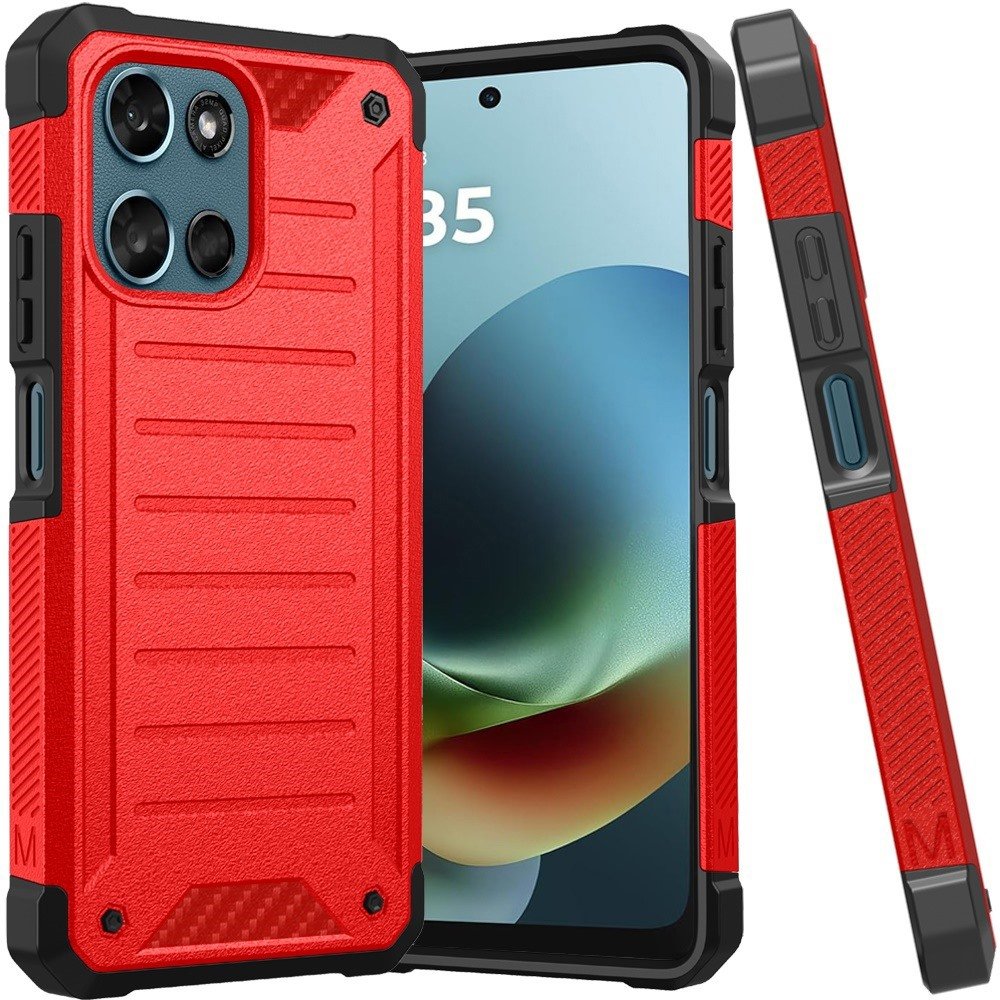 for moto g 5g 2025/2026 / g play 2026 premium tough lined design hybrid case cover red
