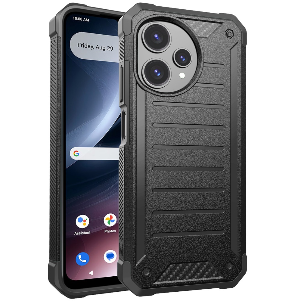 for cricket icon plus (plus version only) premium tough lined design hybrid case cover black