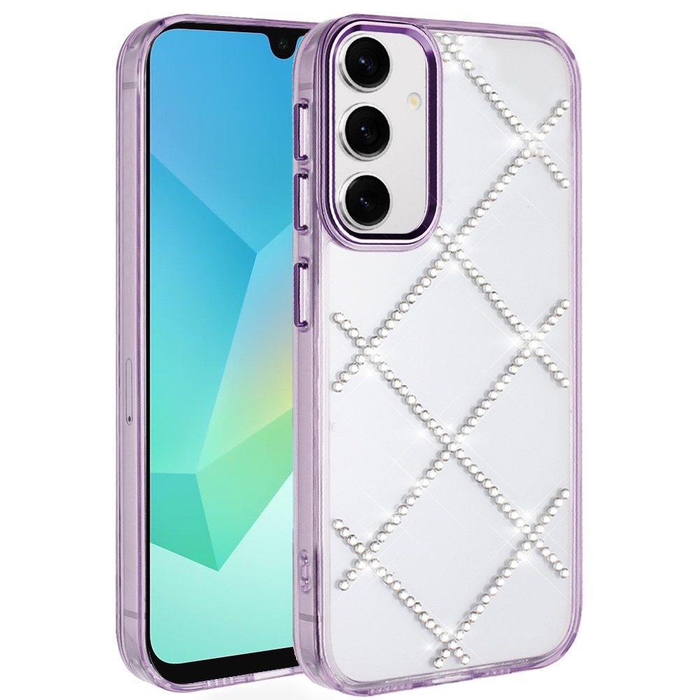 for samsung a16 5g gem glitter diamond transparent hard colorful tpu hybrid case dark purple