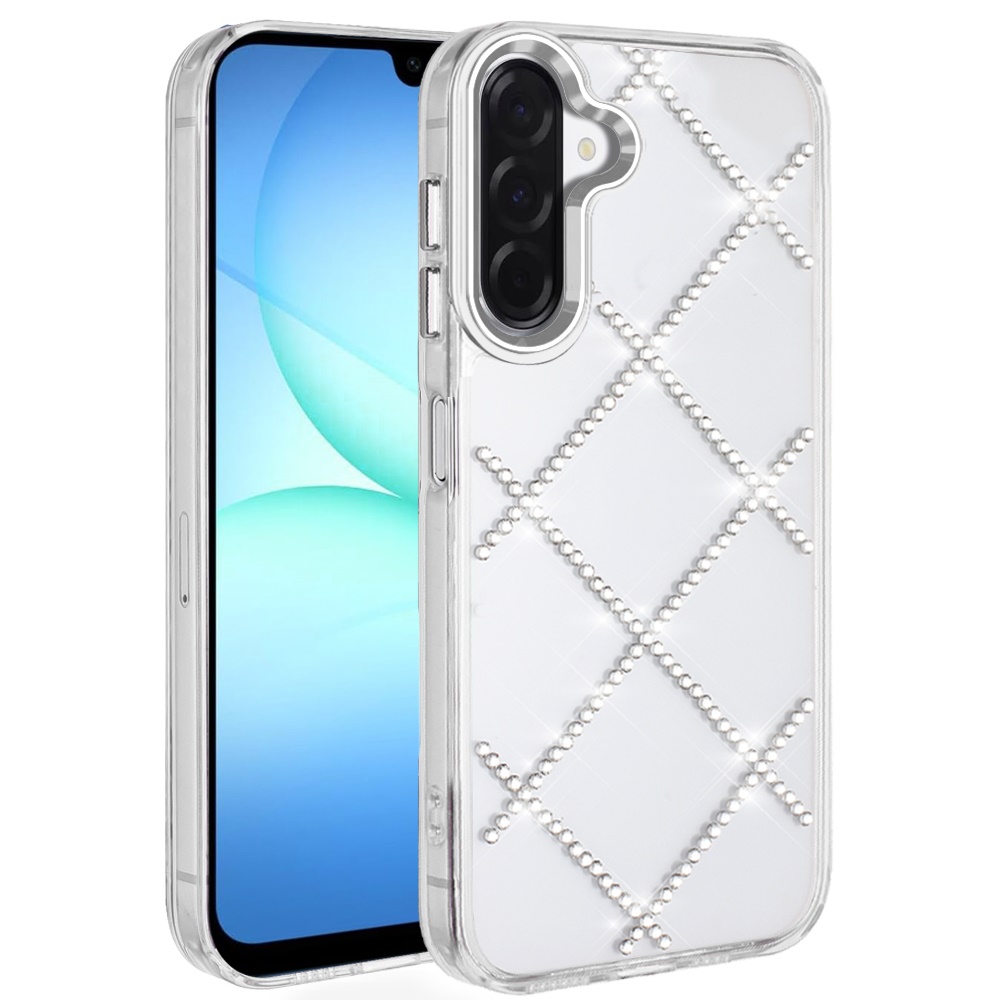 for samsung a17 5g gem glitter diamond transparent hard colorful tpu hybrid case silver