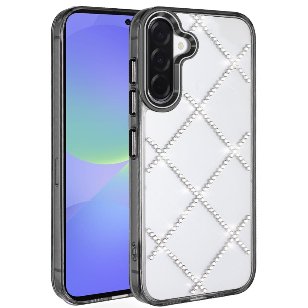 for samsung galaxy a37 gem glitter diamond transparent hard colorful tpu hybrid case black