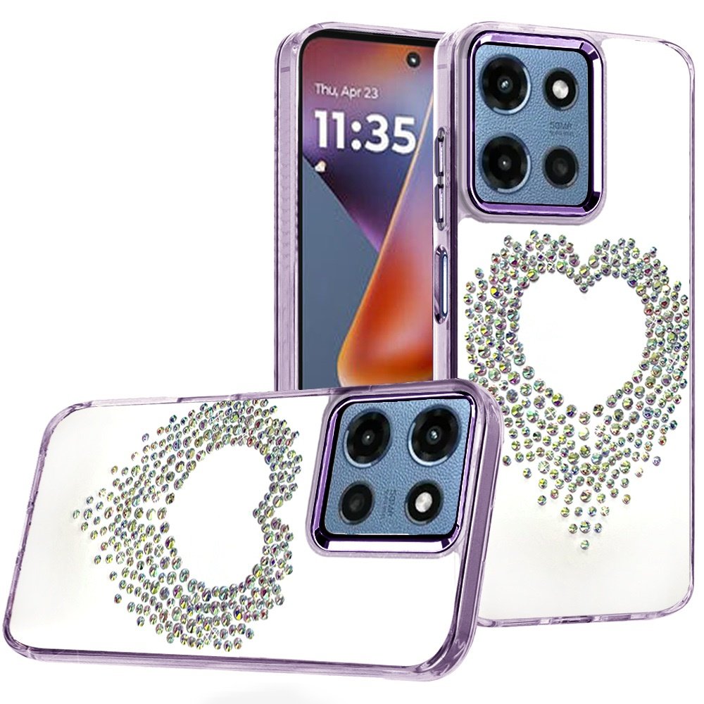 for moto g 5g 2025/2026 g play 2026 angel hearts bling shimmer colorful glitter chrome edged hybrid case purple