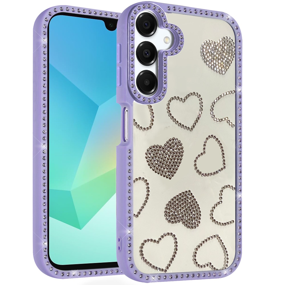 for samsung a16 5g spread love glitter shimmer diamond edged hybrid case purple