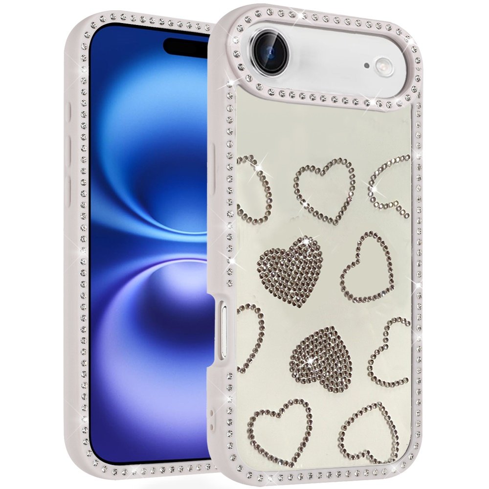 for iphone 17 air spread love glitter shimmer diamond edged hybrid case beige