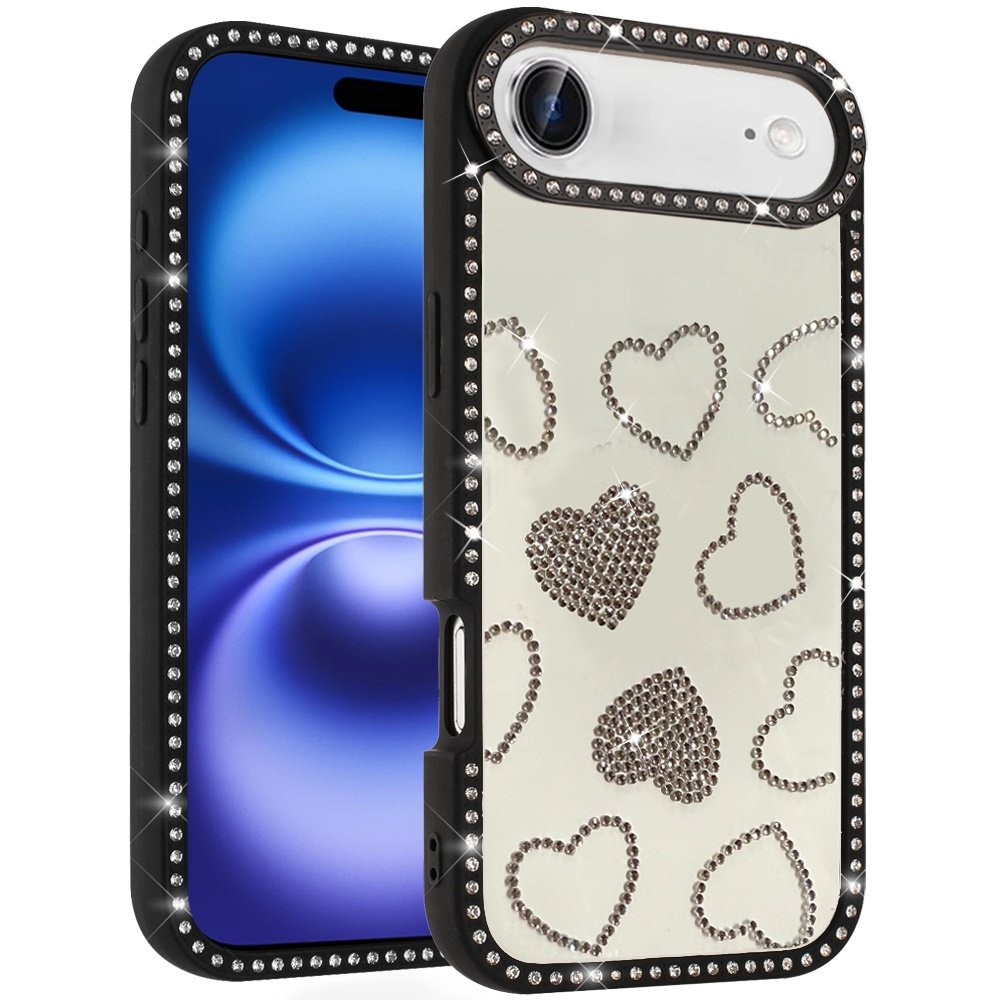 for iphone 17 air spread love glitter shimmer diamond edged hybrid case black