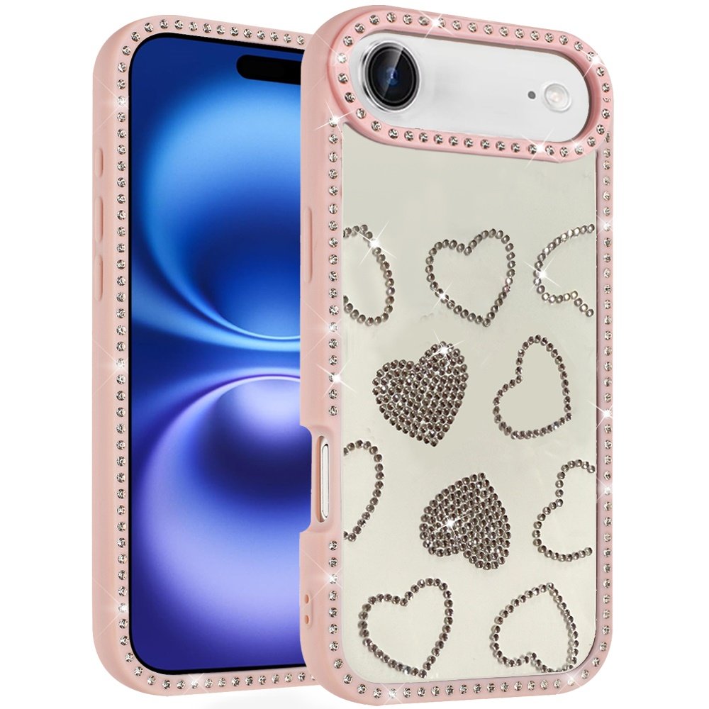 for iphone 17 air spread love glitter shimmer diamond edged hybrid case pink