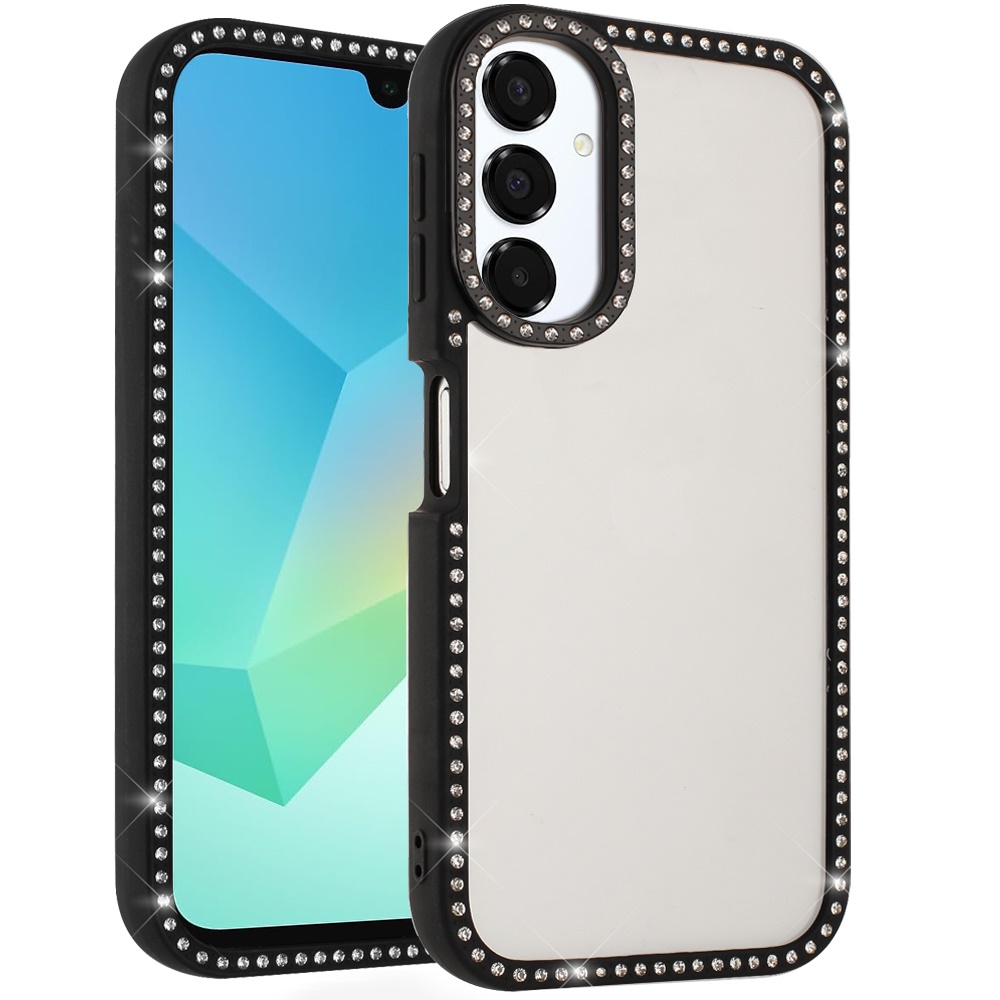 for samsung a16 5g novelty full diamond all around transparent hybrid case black