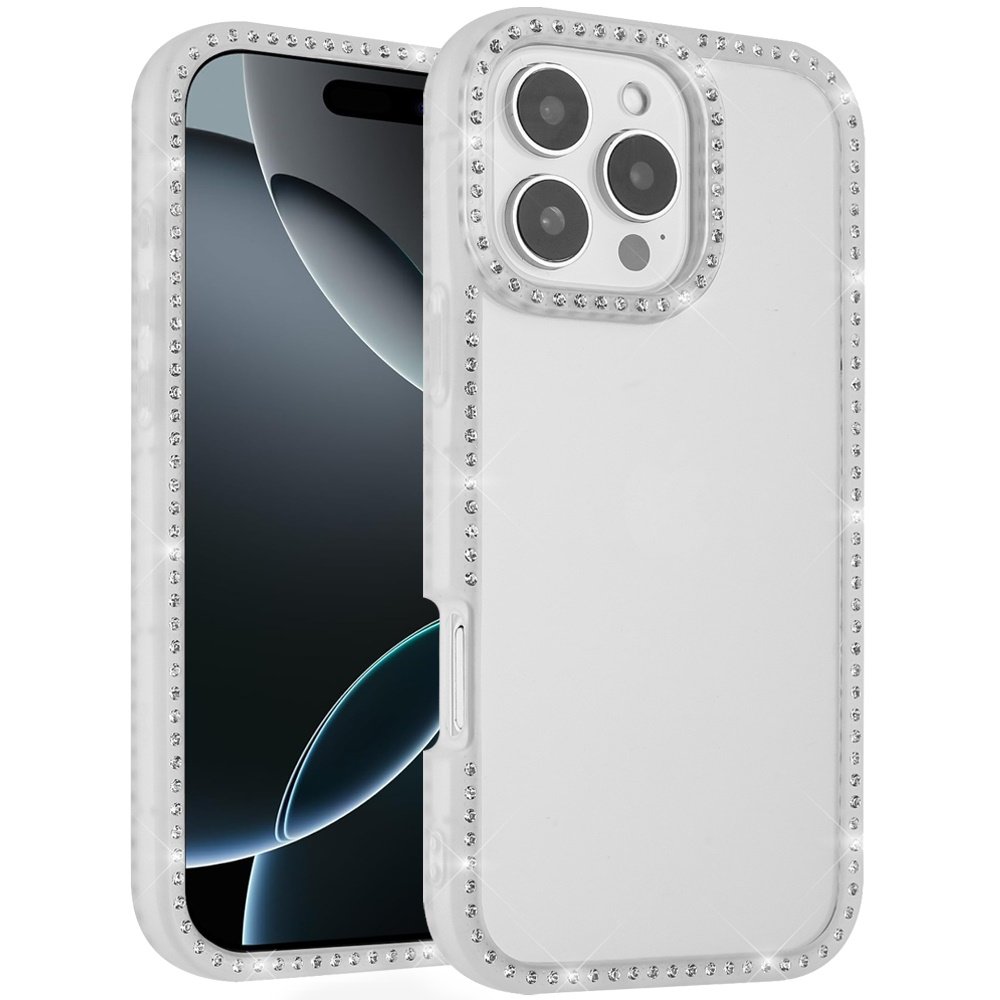 for iphone 16 pro max 6.9 novelty full diamond all around transparent hybrid case clear