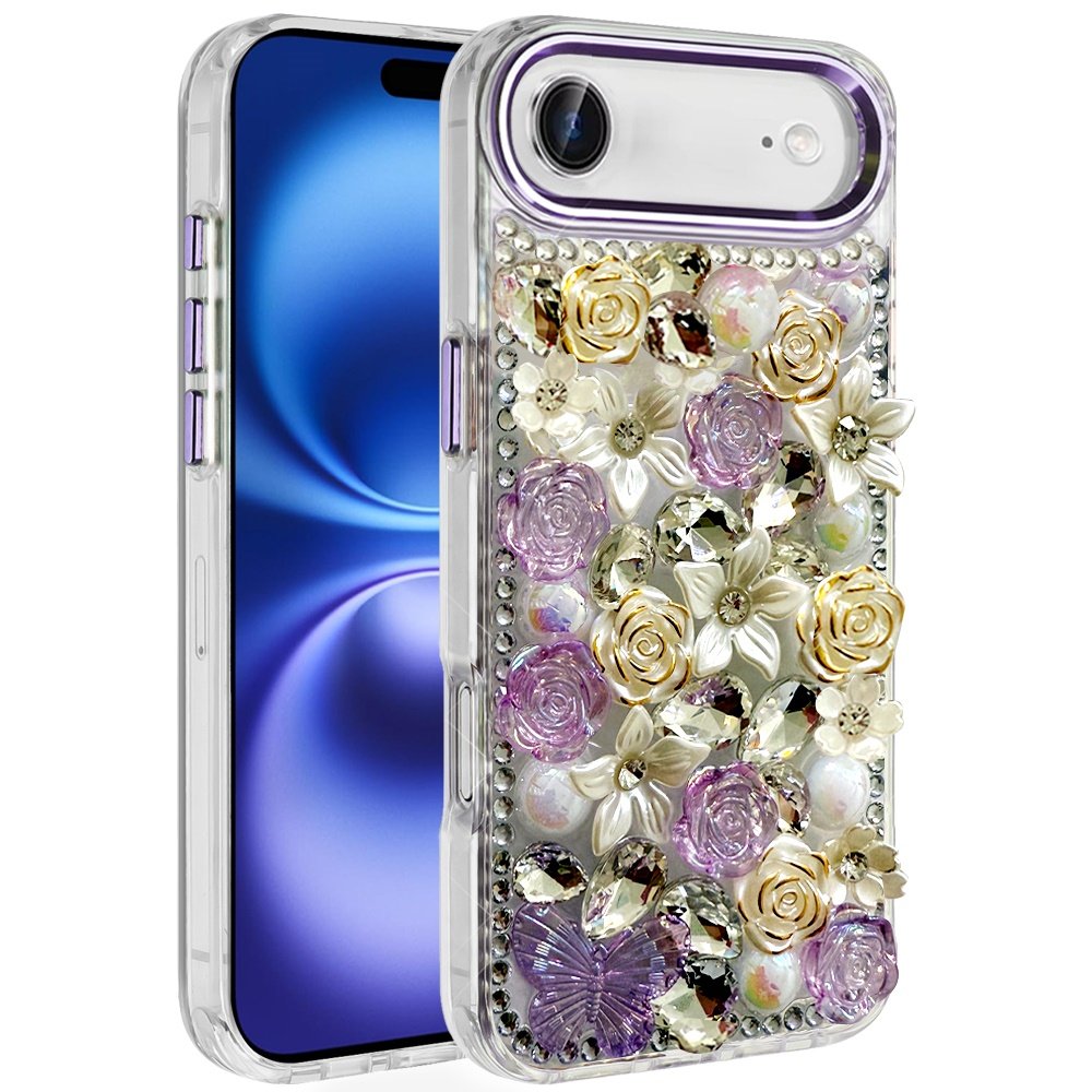 for iphone 17 air muti color rose bling stones ornaments case purple