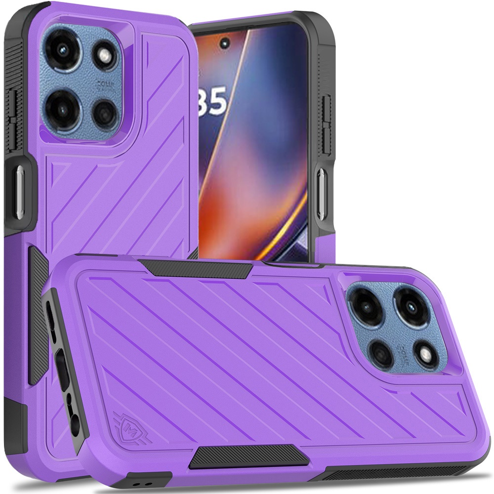 for moto g 5g 2025/2026 g play 2026 noble lined shockproof dual layer hybrid dark purple/black