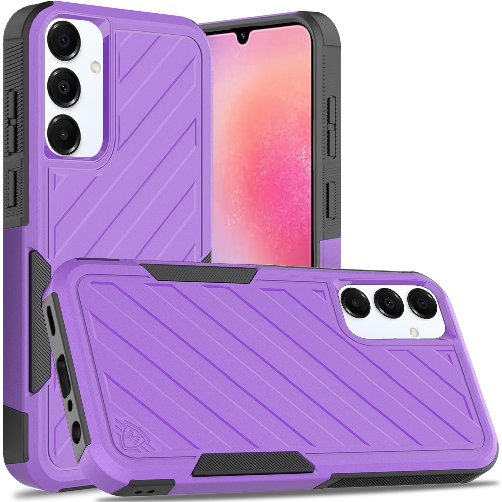 for samsung galaxy a26 noble lined shockproof dual layer hybrid dark purple/black