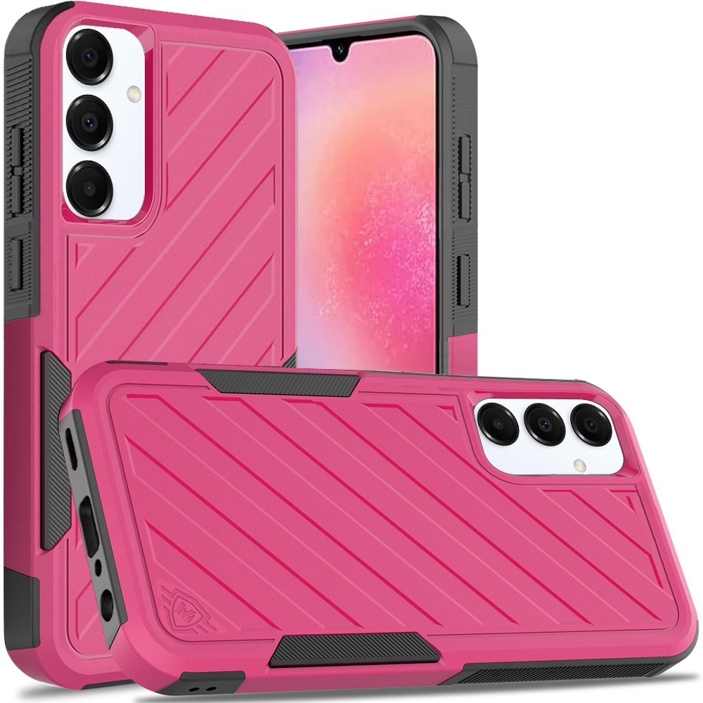 for samsung galaxy a26 noble lined shockproof dual layer hybrid hot pink/black