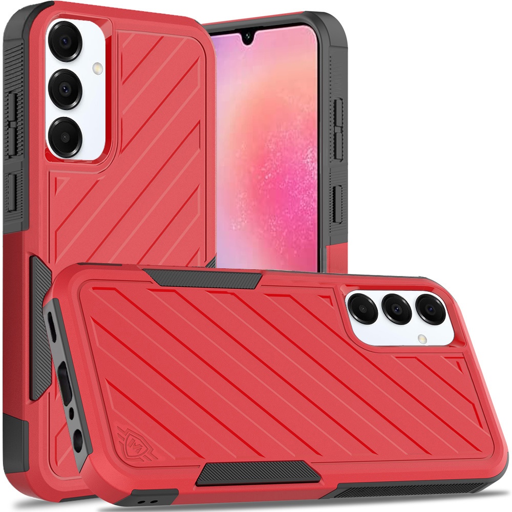 for samsung galaxy a26 noble lined shockproof dual layer hybrid red/black