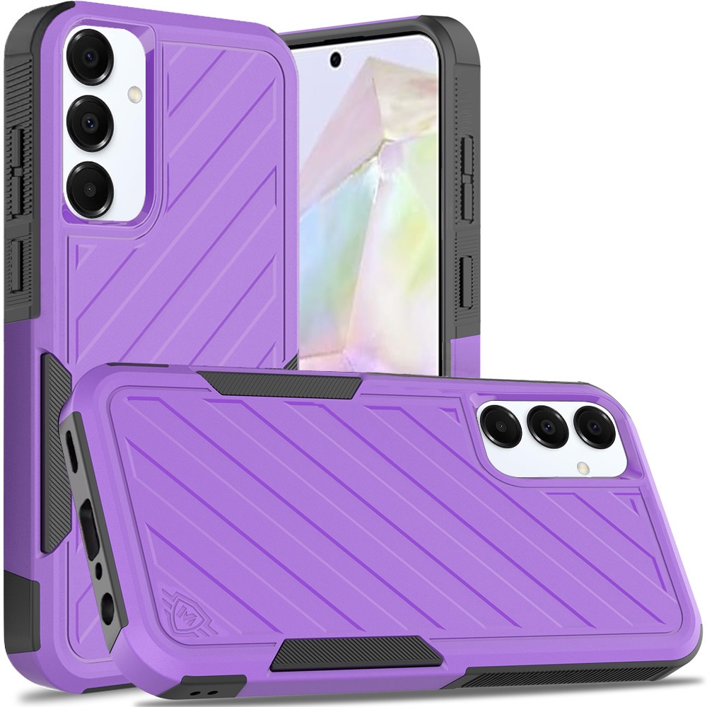 for samsung galaxy a36 / a56 noble lined shockproof dual layer hybrid dark purple/black
