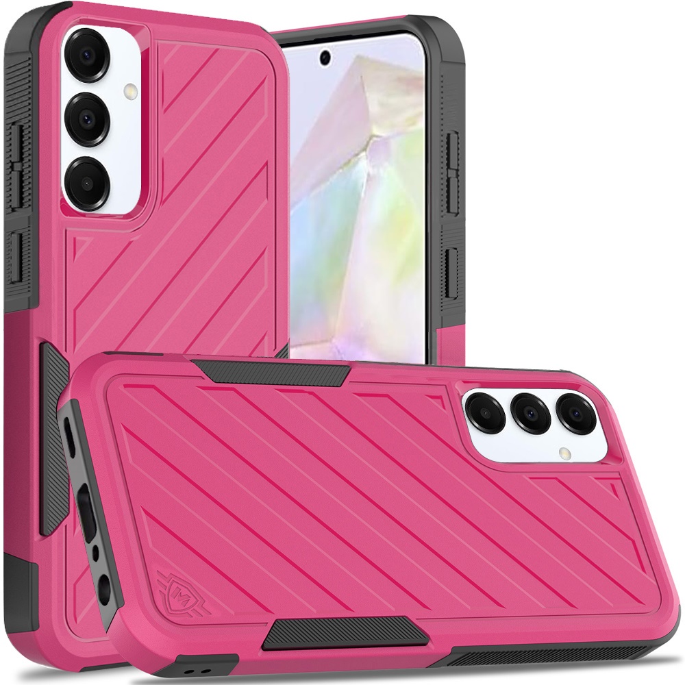 for samsung galaxy a36 / a56 noble lined shockproof dual layer hybrid hot pink/black