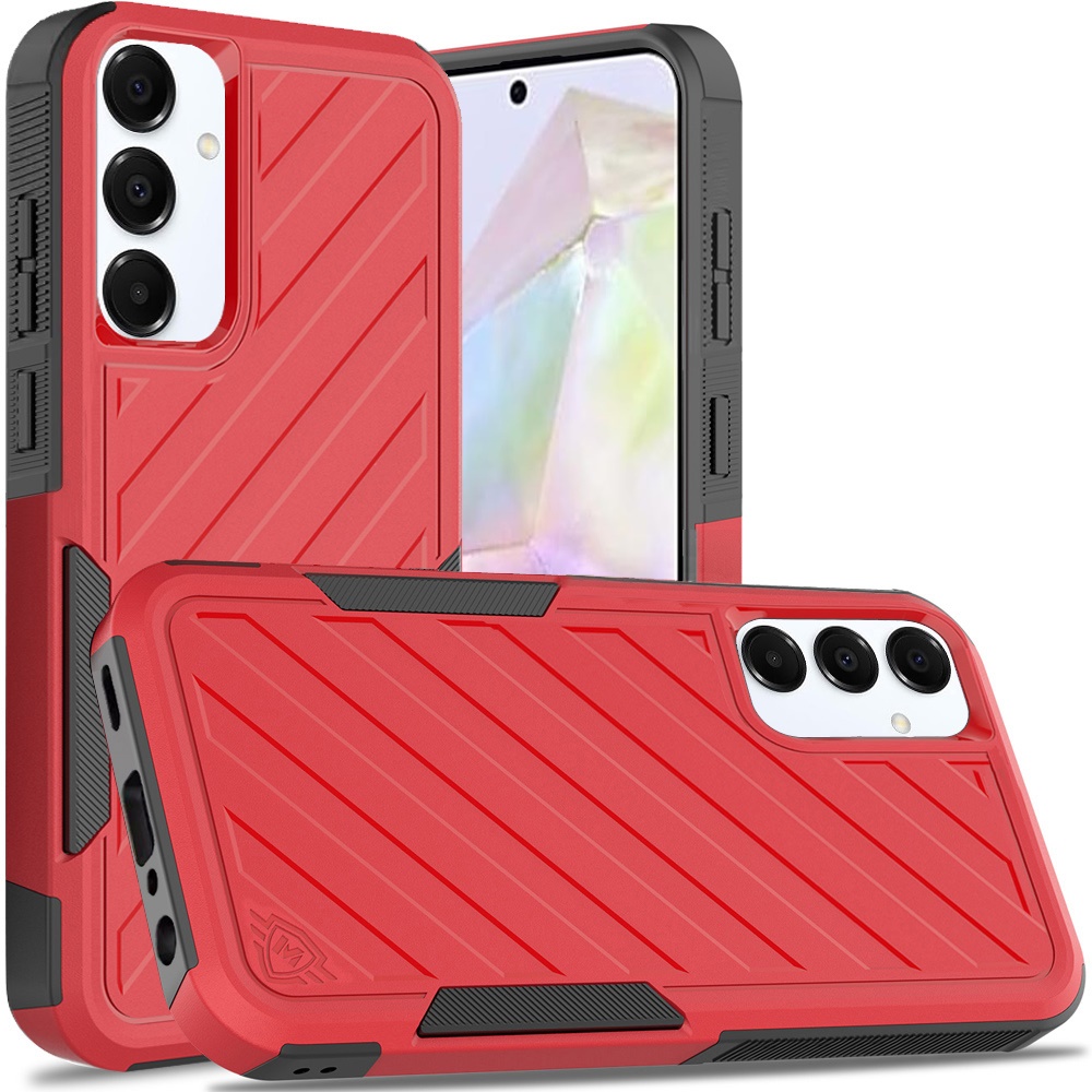 for samsung galaxy a36 / a56 noble lined shockproof dual layer hybrid red/black