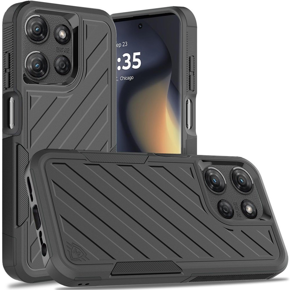 for motorola edge 2025 noble lined shockproof dual layer hybrid black/black