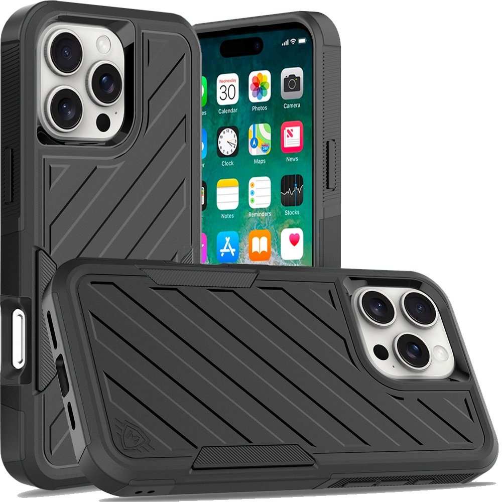 for iphone 16 pro max 6.9 inch noble lined shockproof dual layer hybrid black/black