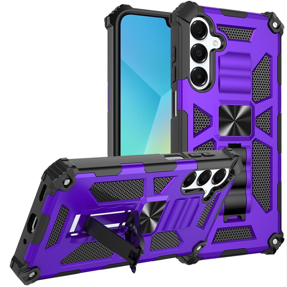 for samsung a16 5g machine design hybrid with kickstand purple
