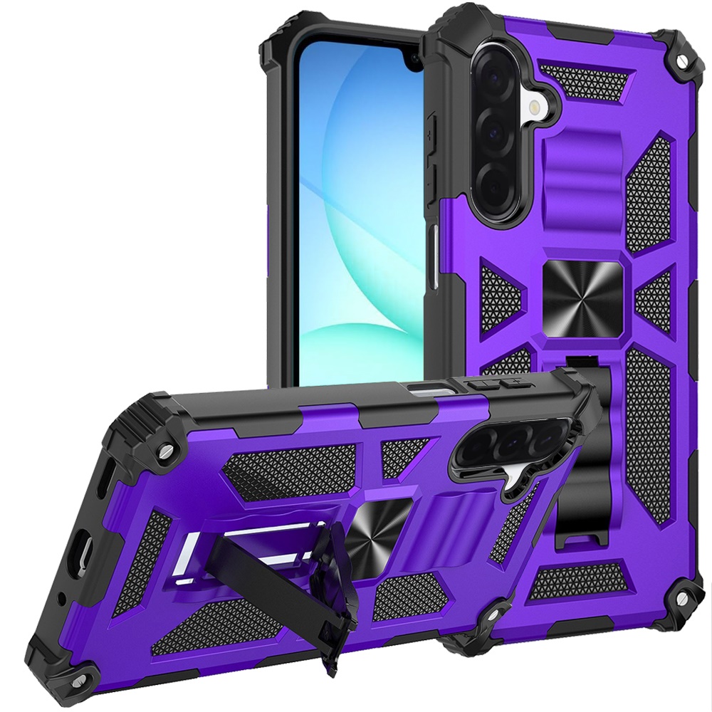 for samsung a17 5g machine design hybrid with kickstand purple