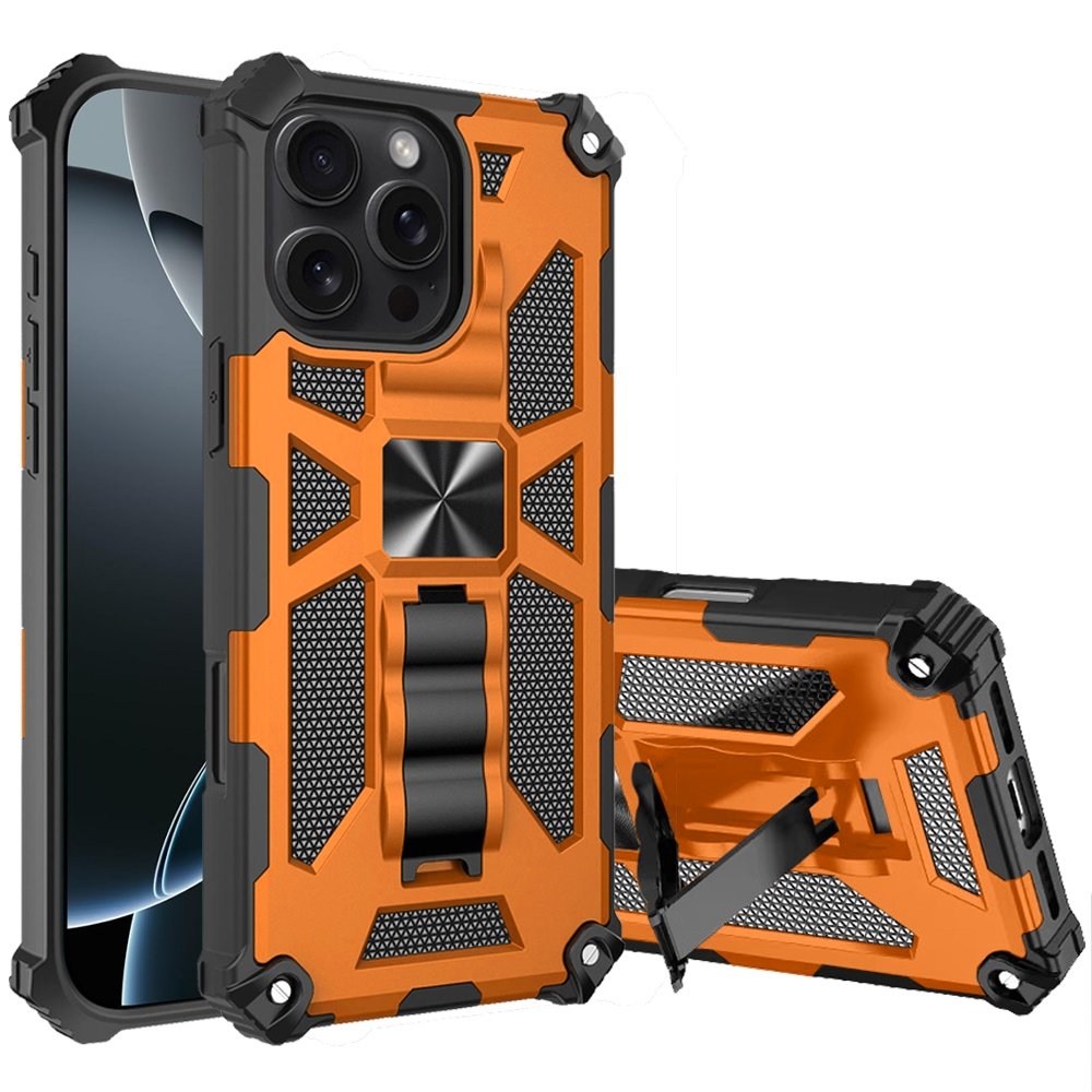for iphone 16 pro max 6.9 inch machine design hybrid with kickstand cosmic orange