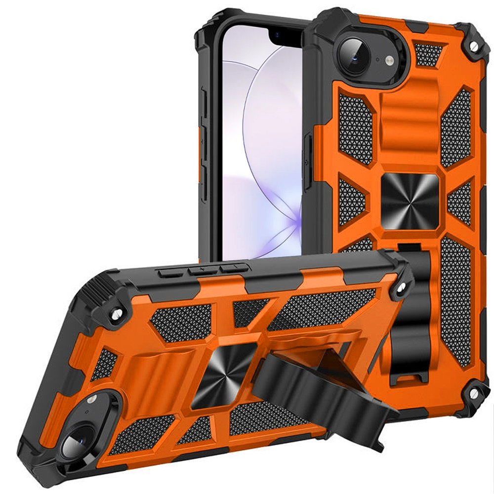 for iphone 16e (e edition) / se4 (2025) machine design hybrid with kickstand cosmic orange