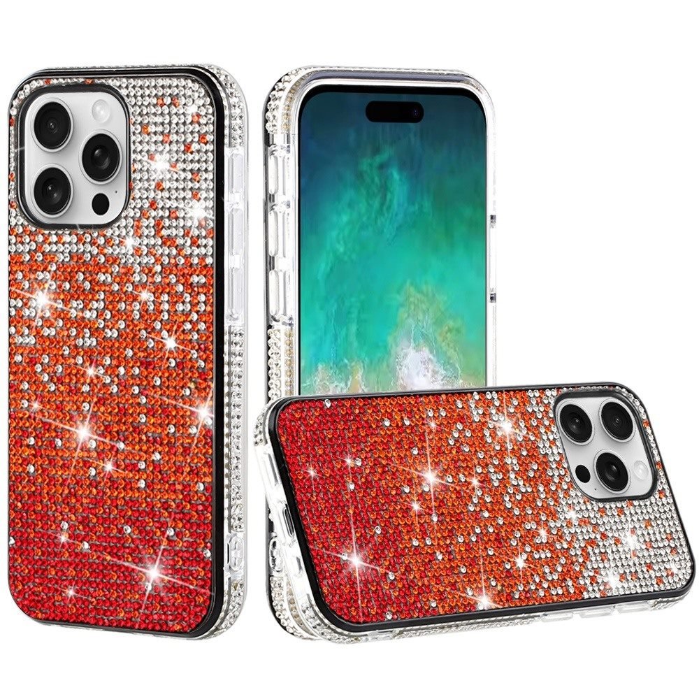 for iphone 16 pro max 6.9 inch party diamond bumper bling hybrid case cover red