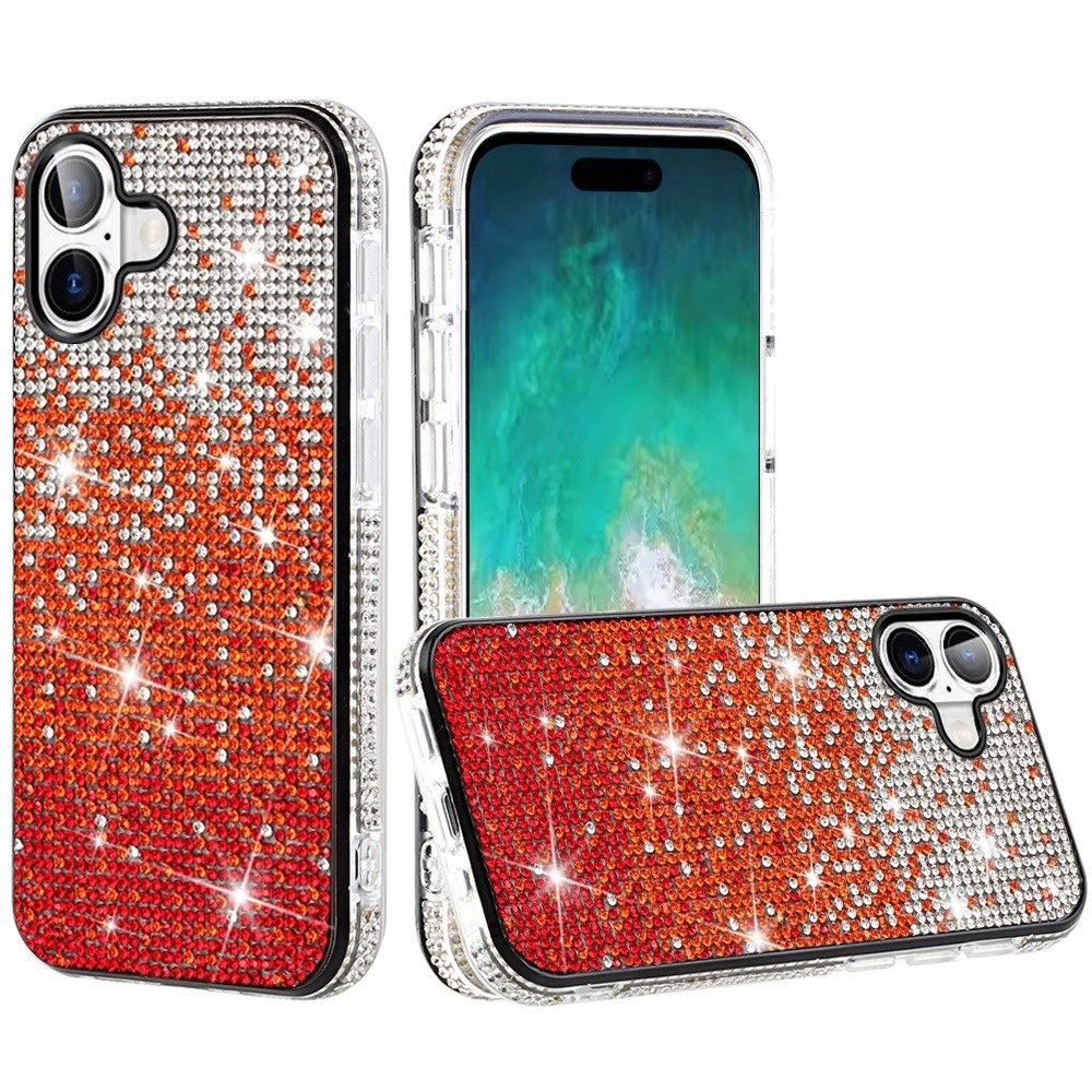 for iphone 16 plus 6.7 inch party diamond bumper bling hybrid case cover red
